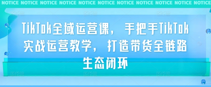 TikTok全域运营课，手把手TikTok实战运营教学，打造带货全链路生态闭环-网创星球
