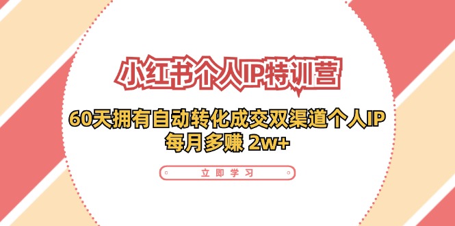 小红书个人IP陪跑营：两个月打造自动转化成交的多渠道个人IP，每月收入2w+(30节)-网创星球