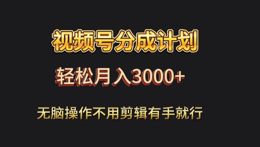 视频号流量分成，不用剪辑，有手就行，轻松月入2000+-网创星球