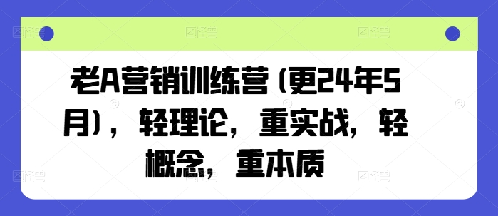 老A营销训练营(更24年10月)，轻理论，重实战，轻概念，重本质-网创星球