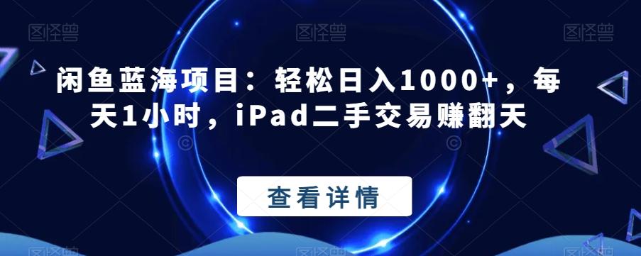 闲鱼蓝海项目：轻松日入1000+，每天1小时，iPad二手交易赚翻天-网创星球