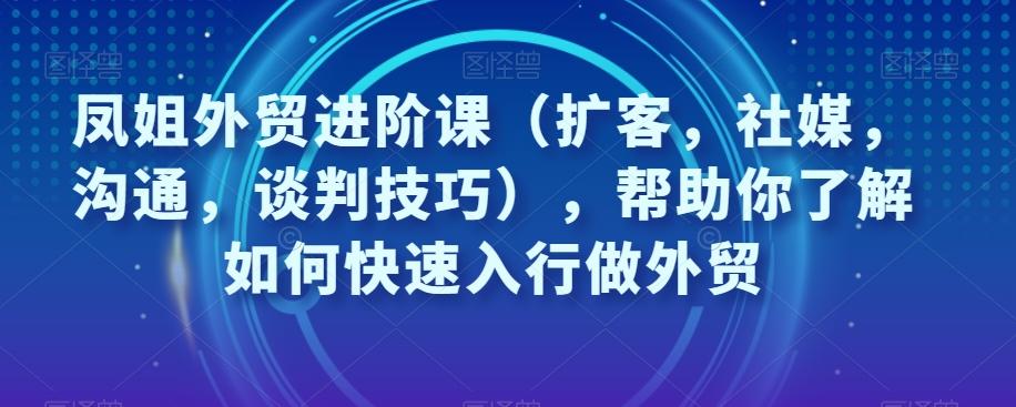 凤姐外贸进阶课（扩客，社媒，沟通，谈判技巧），帮助你了解如何快速入行做外贸-网创星球