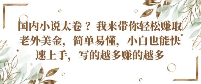 国内小说太卷 ?带你轻松赚取老外美金，简单易懂，小白也能快速上手，写的越多赚的越多【揭秘】-网创星球