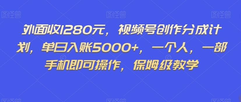 外面收1280元，视频号创作分成计划，单日入账5000+，一个人，一部手机即可操作，保姆级教学【揭秘】-网创星球