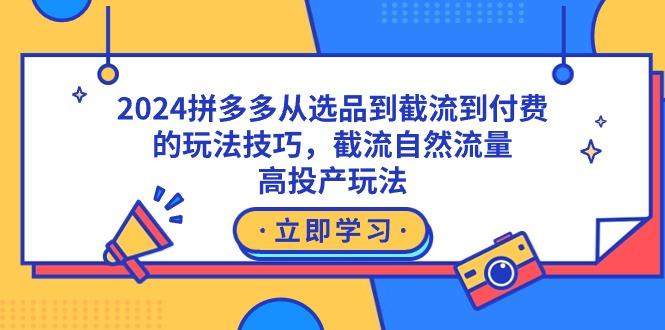 2024拼多多从选品到截流到付费的玩法技巧，截流自然流量玩法，高投产玩法-网创星球