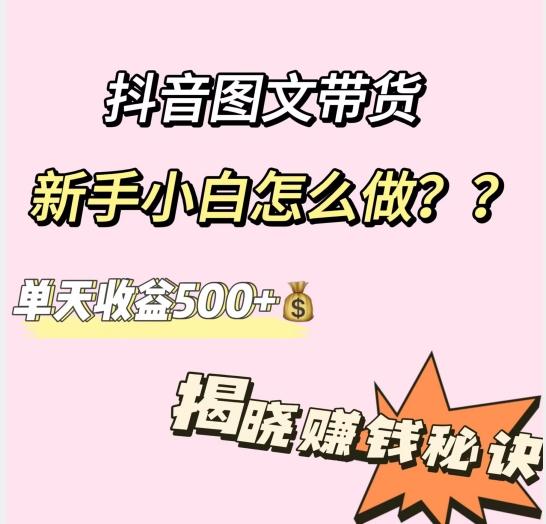 抖音图文带货，新手小白怎么做？单天收益500+【揭秘赚钱秘诀】-网创星球