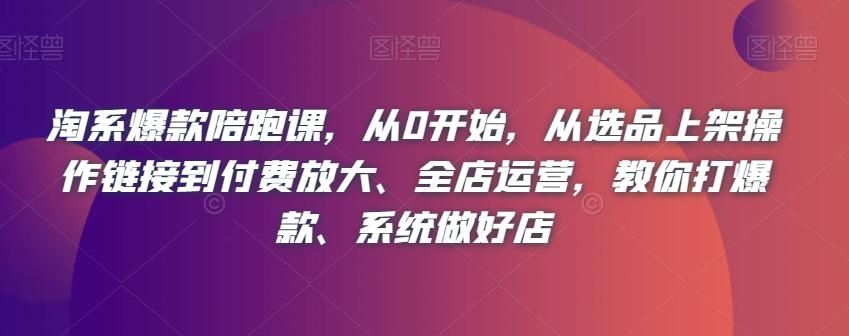 淘系爆款陪跑课，从0开始，从选品上架操作链接到付费放大、全店运营，教你打爆款、系统做好店-网创星球