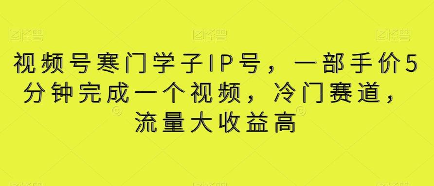 视频号寒门学子IP号，一部手价5分钟完成一个视频，冷门赛道，流量大收益高【揭秘】-网创星球