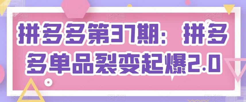 拼多多第37期：拼多多单品裂变起爆2.0-网创星球