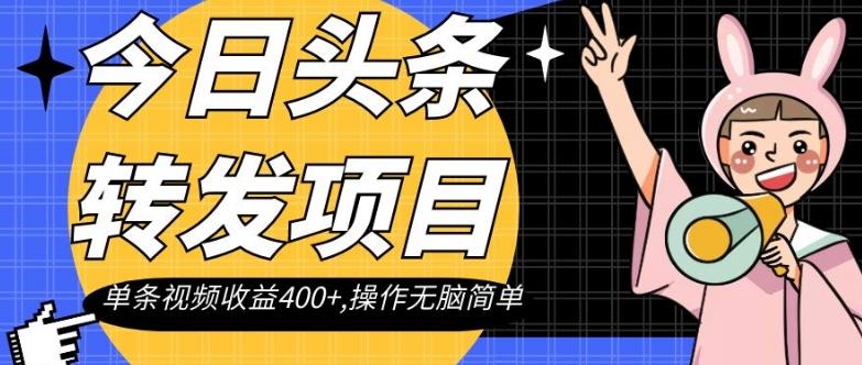 今日头条转发项目，单条视频收益400+,操作无脑简单【揭秘】-网创星球