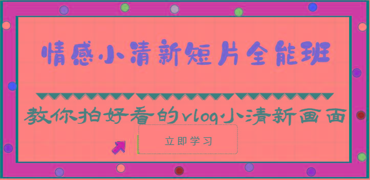 情感小清新短片全能班-教你拍好看的vlog小清新画面(30节课)-网创星球