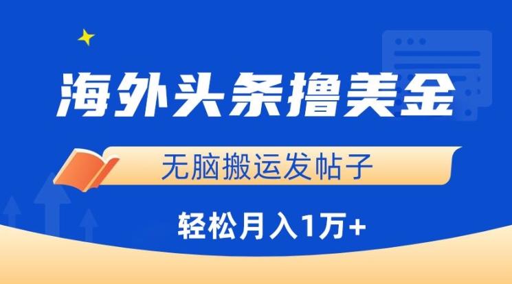 海外头条撸美金，无脑搬运发帖子，月入1万+，小白轻松掌握【揭秘】-网创星球