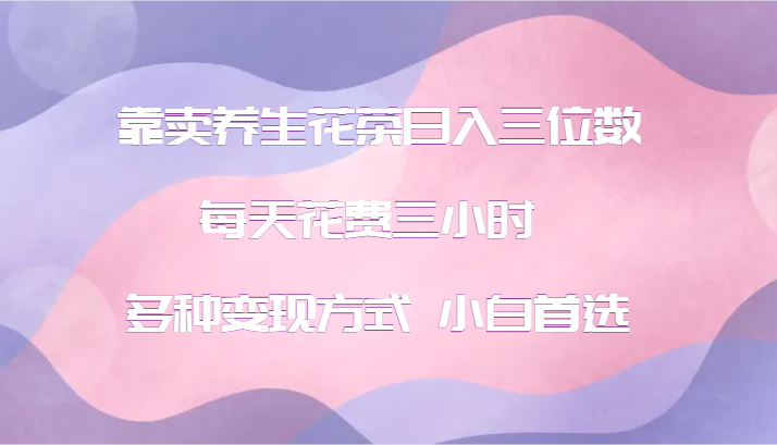 靠卖养生花茶日入三位数，每天花费三小时 多种变现方式 小白首选-网创星球
