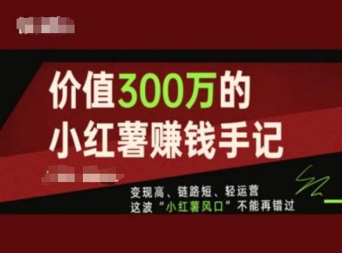 价值300万的小红书赚钱手记，变现高、链路短、轻运营，这波“小红薯风口”不能再错过-网创星球