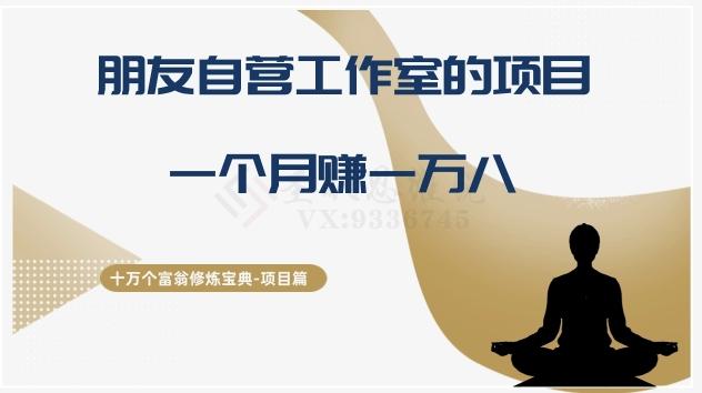 十万个富翁修炼宝典之16.朋友自营工作室的项目，一个月赚一万八-网创星球