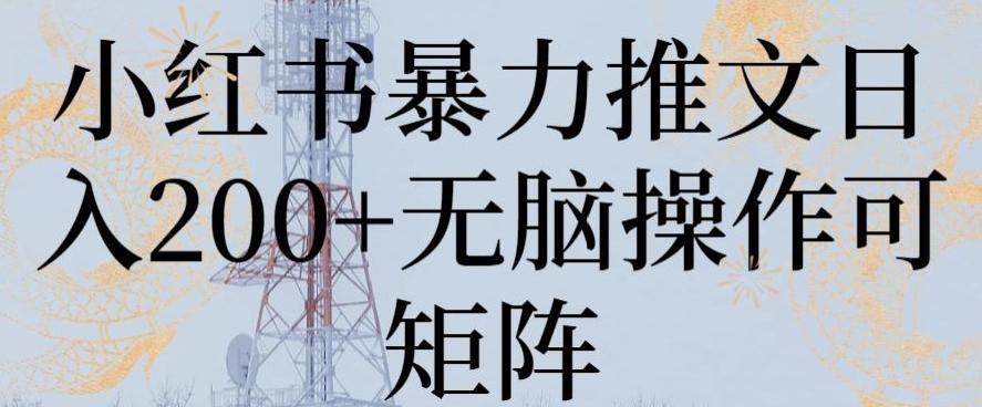 小红书暴力推文日入200+无脑操作可矩阵【揭秘】-网创星球