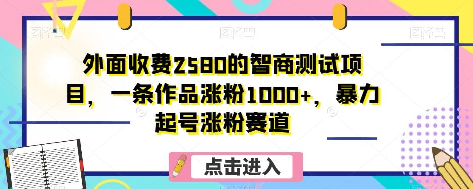 外面收费2580的智商测试项目，一条作品涨粉1000+，暴力起号涨粉赛道【揭秘】-网创星球