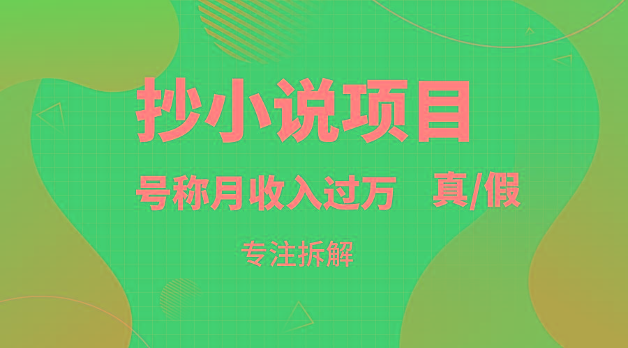 抄小说项目，号称月入过万，到底是否真实，能不能做，详细拆解-网创星球