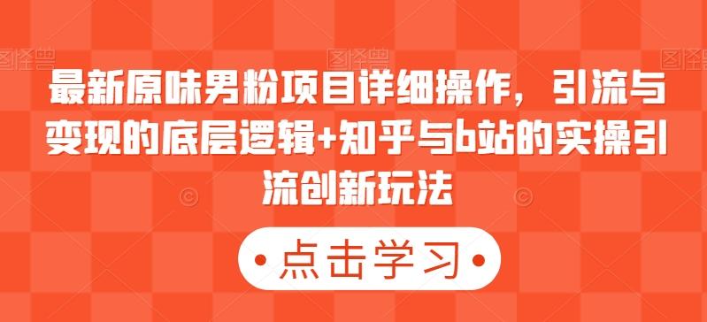 最新原味男粉项目详细操作，引流与变现的底层逻辑+知乎与b站的实操引流创新玩法-网创星球