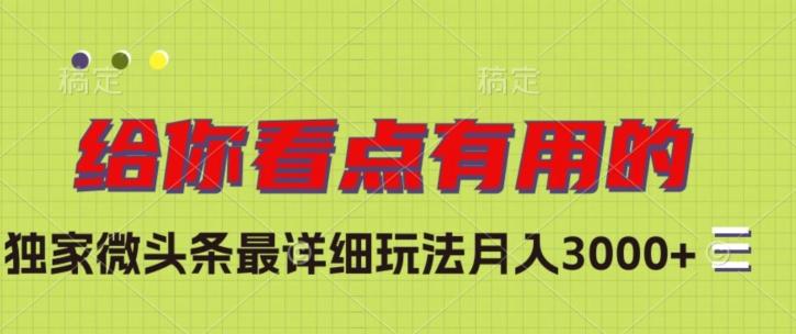独家微头条最详细玩法，月入3000+【揭秘】-网创星球