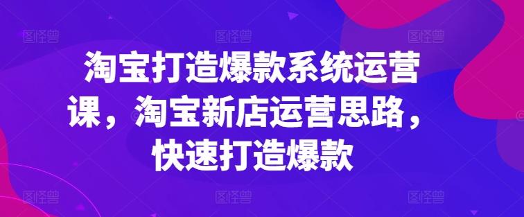 淘宝打造爆款系统运营课，淘宝新店运营思路，快速打造爆款-网创星球