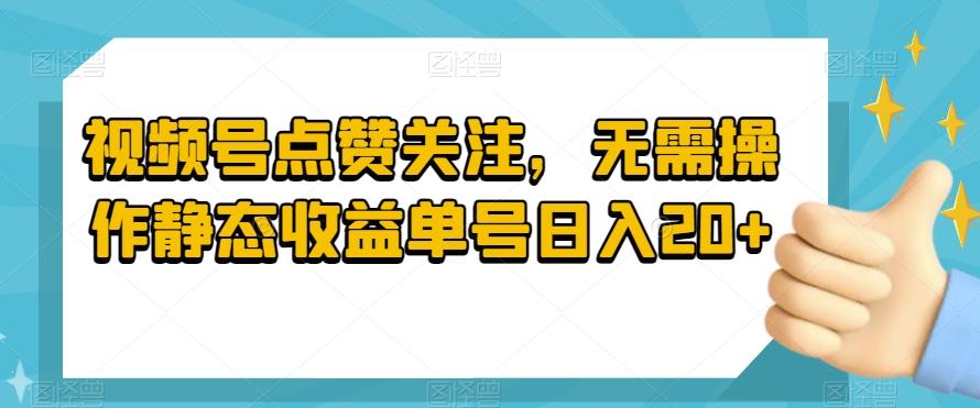 视频号点赞关注，无需操作静态收益单号日入20+-网创星球