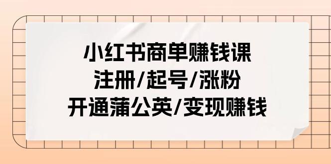 小红书商单赚钱课：注册/起号/涨粉/开通蒲公英/变现赚钱(25节课)-网创星球
