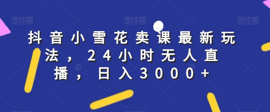 抖音小雪花卖课最新玩法，24小时无人直播，日入3000+【揭秘】-网创星球