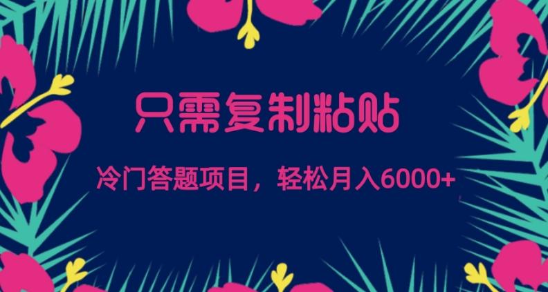 只需复制粘贴，冷门答题项目，轻松月入6000-网创星球