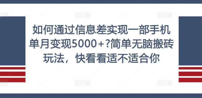 如何通过信息差实现一部手机单月变现5000+?简单无脑搬砖玩法，快看看适不适合你【揭秘】-网创星球