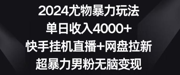2024尤物暴力玩法，单日收入4000+，快手挂机直播+网盘拉新，超暴力男粉无脑变现【揭秘】-网创星球