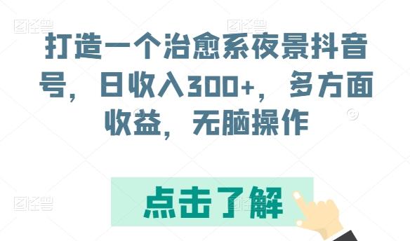 打造一个治愈系夜景抖音号，日收入300+，多方面收益，无脑操作【揭秘】-网创星球