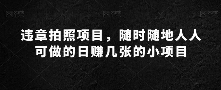 违章拍照项目，随时随地人人可做的日赚几张的小项目-网创星球