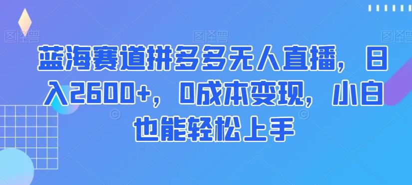 蓝海赛道拼多多无人直播，日入2600+，0成本变现，小白也能轻松上手【揭秘】-网创星球