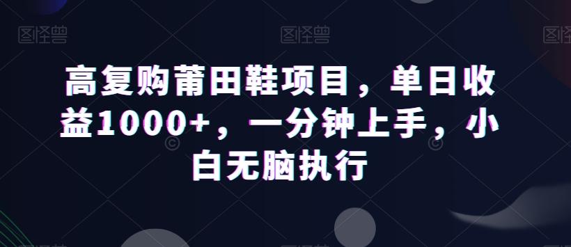 高复购莆田鞋项目，单日收益1000+，一分钟上手，小白无脑执行-网创星球
