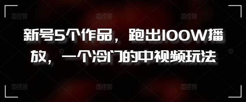 新号5个作品，跑出100W播放，一个冷门的中视频玩法【揭秘】-网创星球