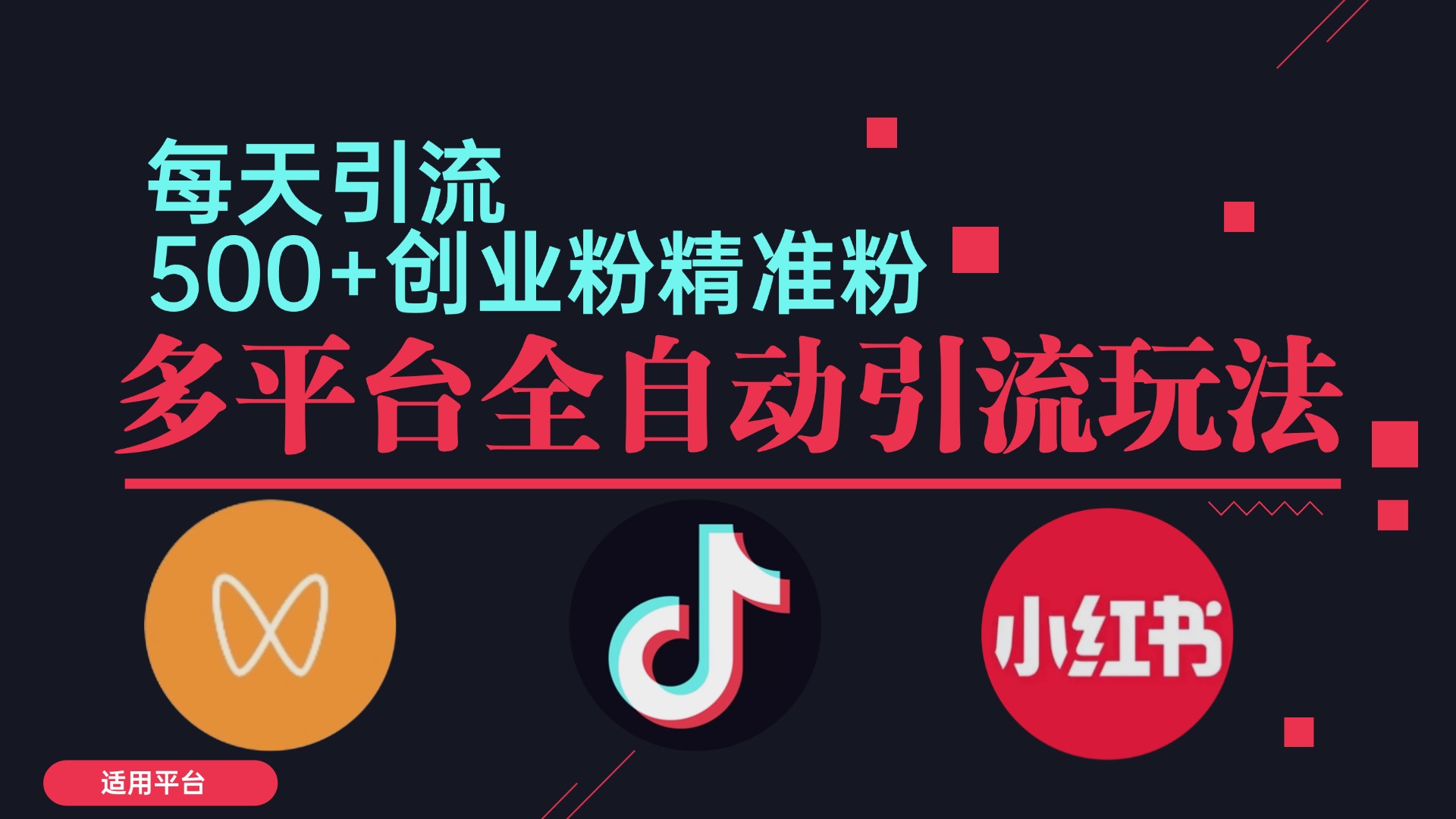 小红书抖音视频号截流自热全平台引流打法，全自动引流【日引2000+精准…-网创星球