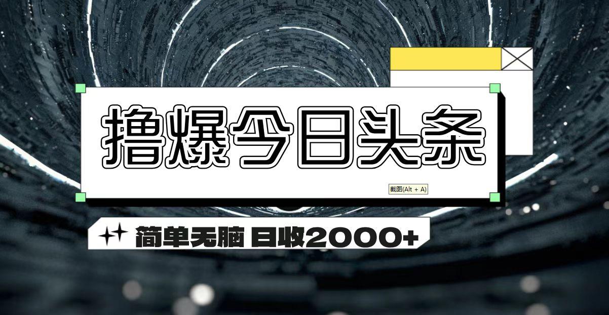 撸爆今日头条 简单无脑操作 日收2000+-网创星球