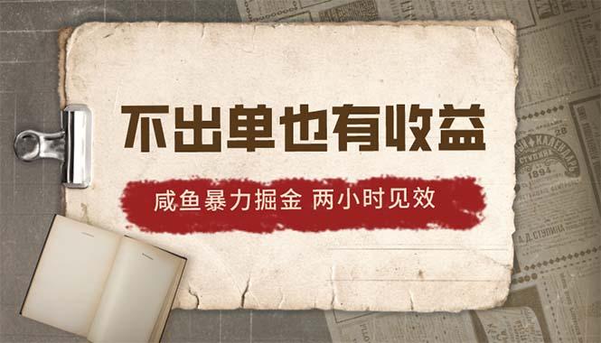 2024咸鱼暴力掘金，不出单也有收益，两小时见效，当天突破500+-网创星球