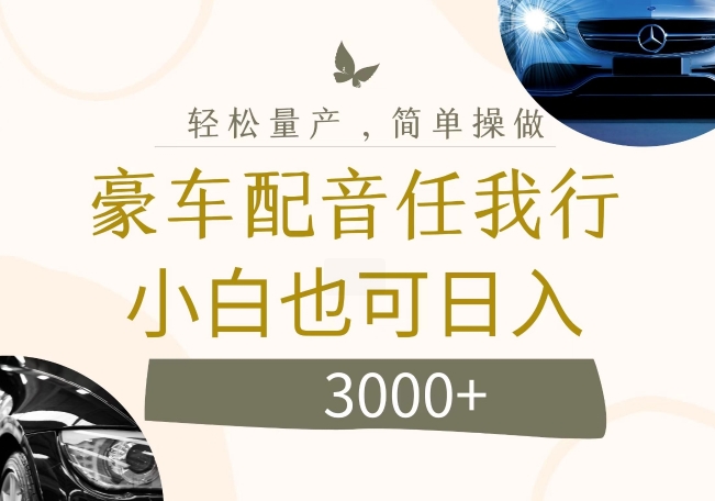 不为人知的暴力小项目，豪车配音，日入几张【揭秘】-网创星球