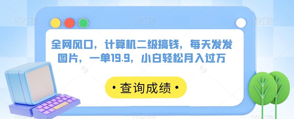 全网风口，计算机二级搞钱，每天发发图片，一单19.9，小白轻松月入过万【揭秘】-网创星球