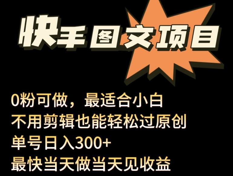 24年最新快手图文带货项目，零粉可做，不用剪辑轻松过原创单号轻松日入300+【揭秘】-网创星球