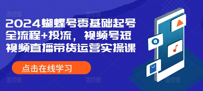 2024蝴蝶号零基础起号全流程+投流，视频号短视频直播带货运营实操课-网创星球