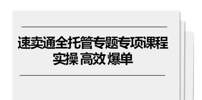速卖通 全托管专题专项课程，实操 高效 爆单(11节课-网创星球