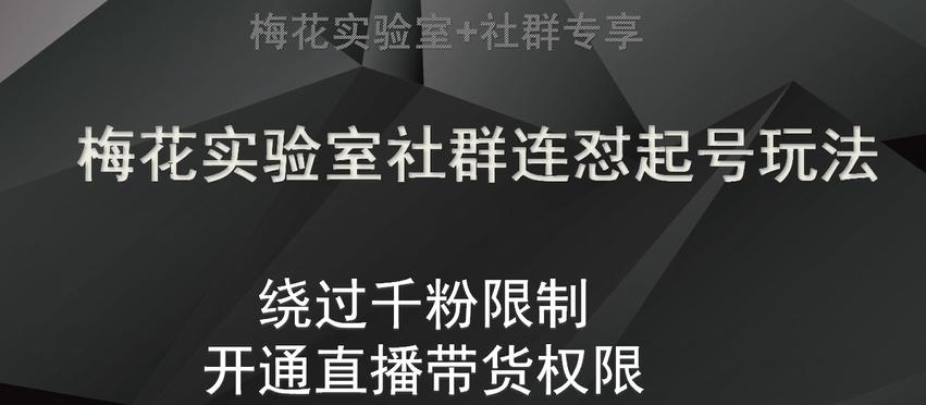 梅花实验室社群连怼起号玩法，视频号绕过千粉限制，开通直播带货权限【揭秘】-网创星球