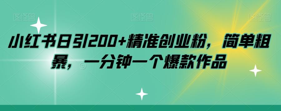 小红书日引200+精准创业粉，简单粗暴，一分钟一个爆款作品【揭秘】-网创星球