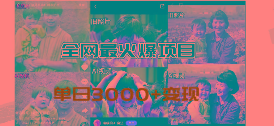 全网爆火的AI让老照片动起来教程，蹭热点日赚3000+，内含免费工具一键…-网创星球