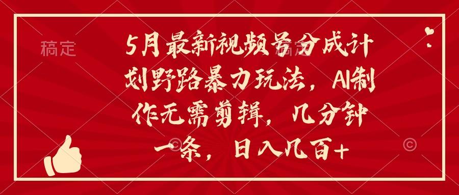 5月最新视频号分成计划野路暴力玩法，ai制作，无需剪辑。几分钟一条，…-网创星球