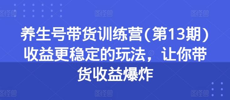 养生号带货训练营(第13期)收益更稳定的玩法，让你带货收益爆炸-网创星球
