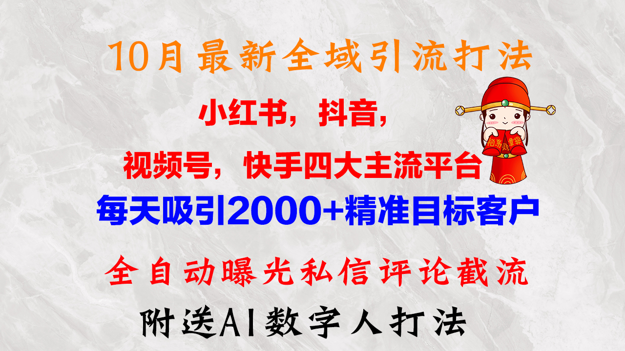 10月最新小红书，抖音，视频号，快手四大平台全域引流，，每天吸引2000…-网创星球